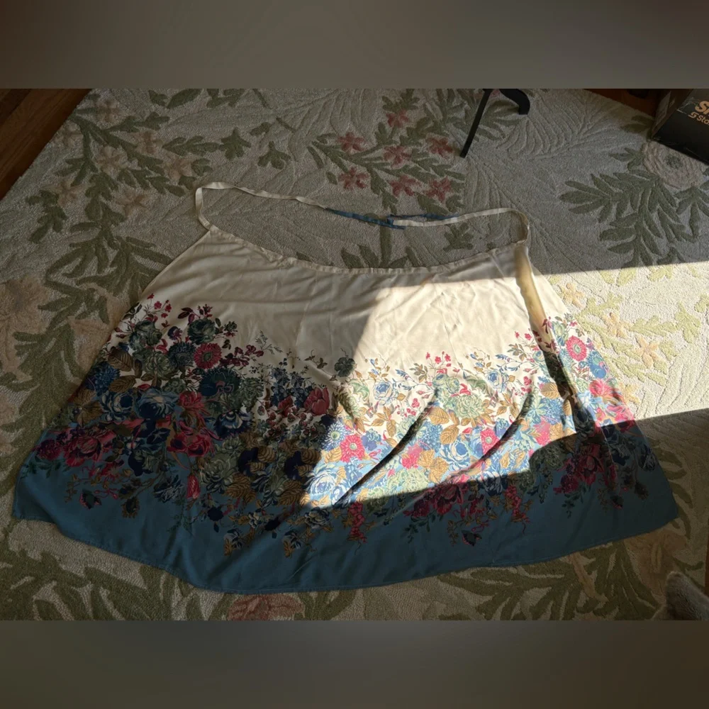 🌸 Vintage Floral Wrap Skirt – Cottagecore Linen Blend | One Size 🌸 - Picture 8 of 8